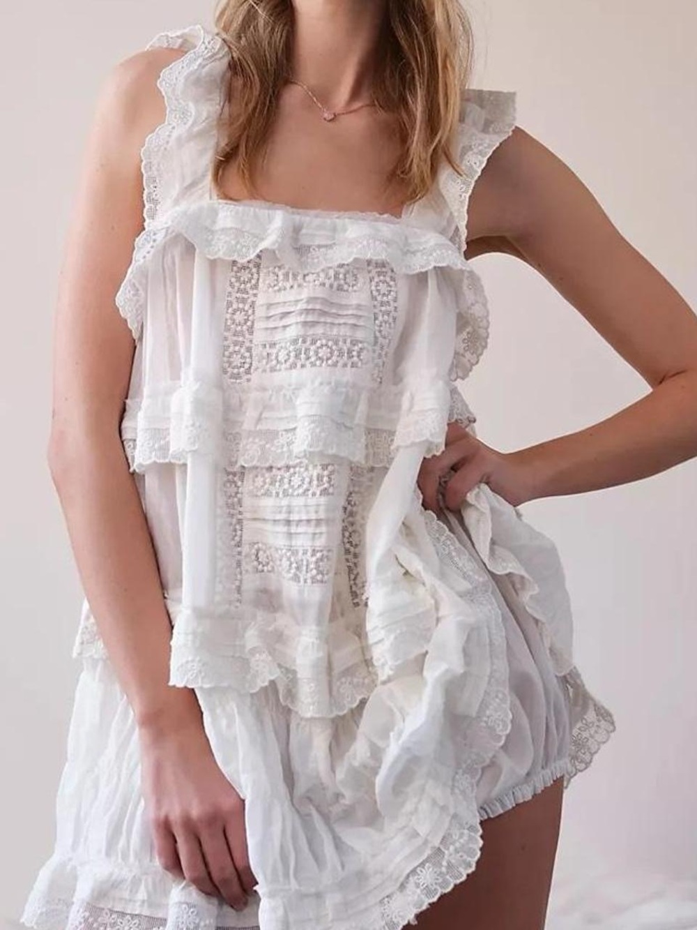 Free People Intimately Tiered and True Lace Romper